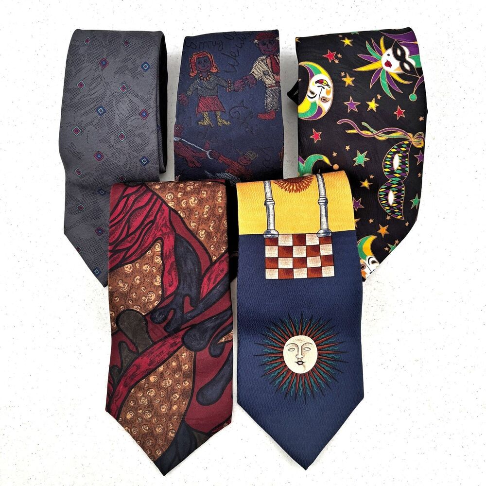 Mens Necktie Lot Preppy Silk Novelty Business Career Formal Workwear Polyester